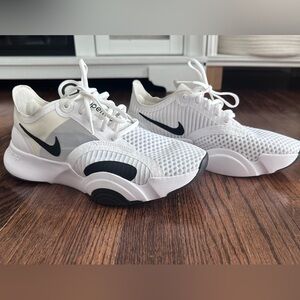 Nike White Mesh Sneakers with Black Details